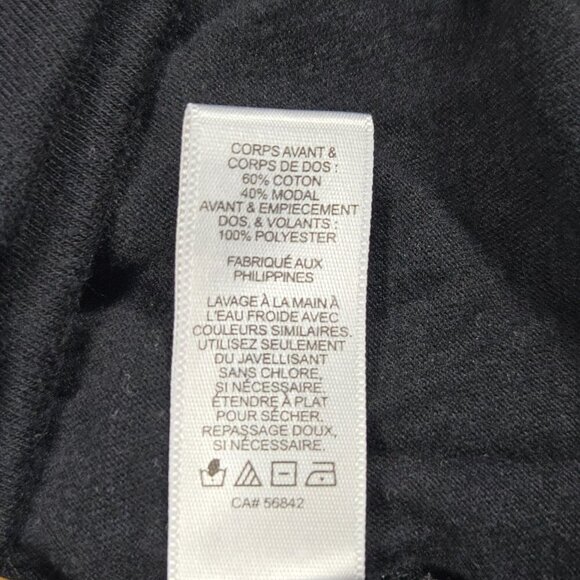 Express Black Sheer Asymmetrical Blouse‎ Sleeveless Ruffle Keyhole Whimsy Goth - Picture 12 of 13